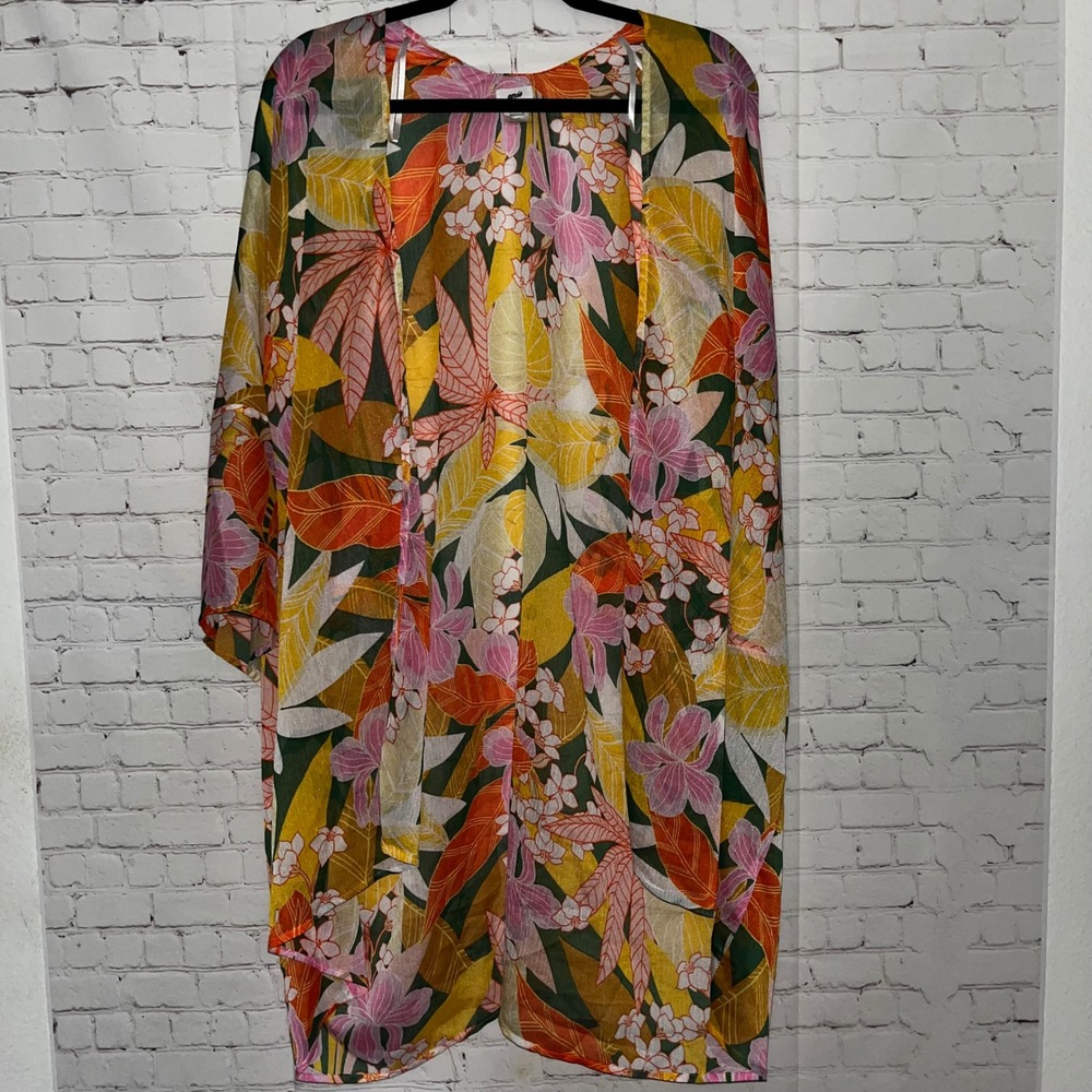 NWOT Aerie Tropical Floral Kimono Cardigan‎ Duster Lightweight OS
